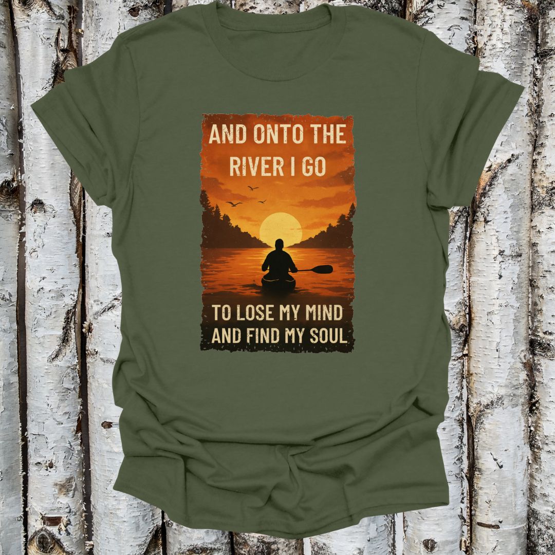 Vintage Find Your Soul on the River Canoeist shirt Retro Serenity T-shirt