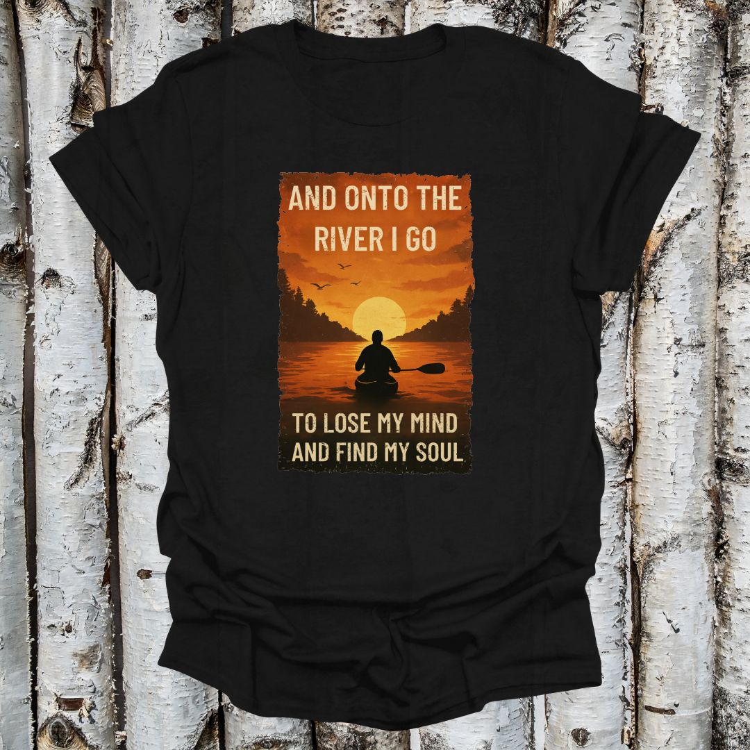 Vintage Find Your Soul on the River Canoeist shirt Retro Serenity T-shirt