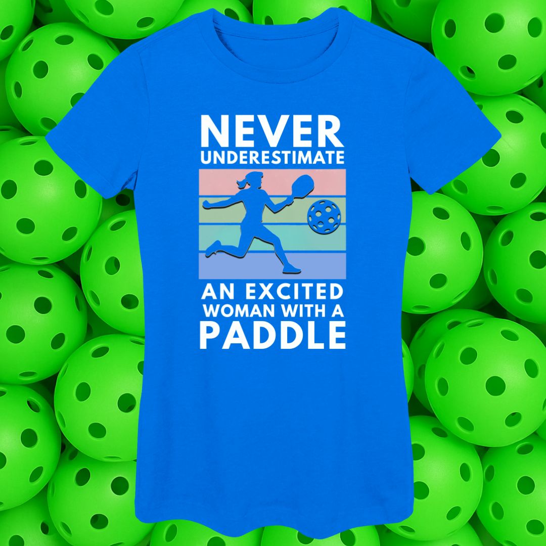 Never Underestimate an Excited Woman with a Paddle Women's fit Softstyle Tee -