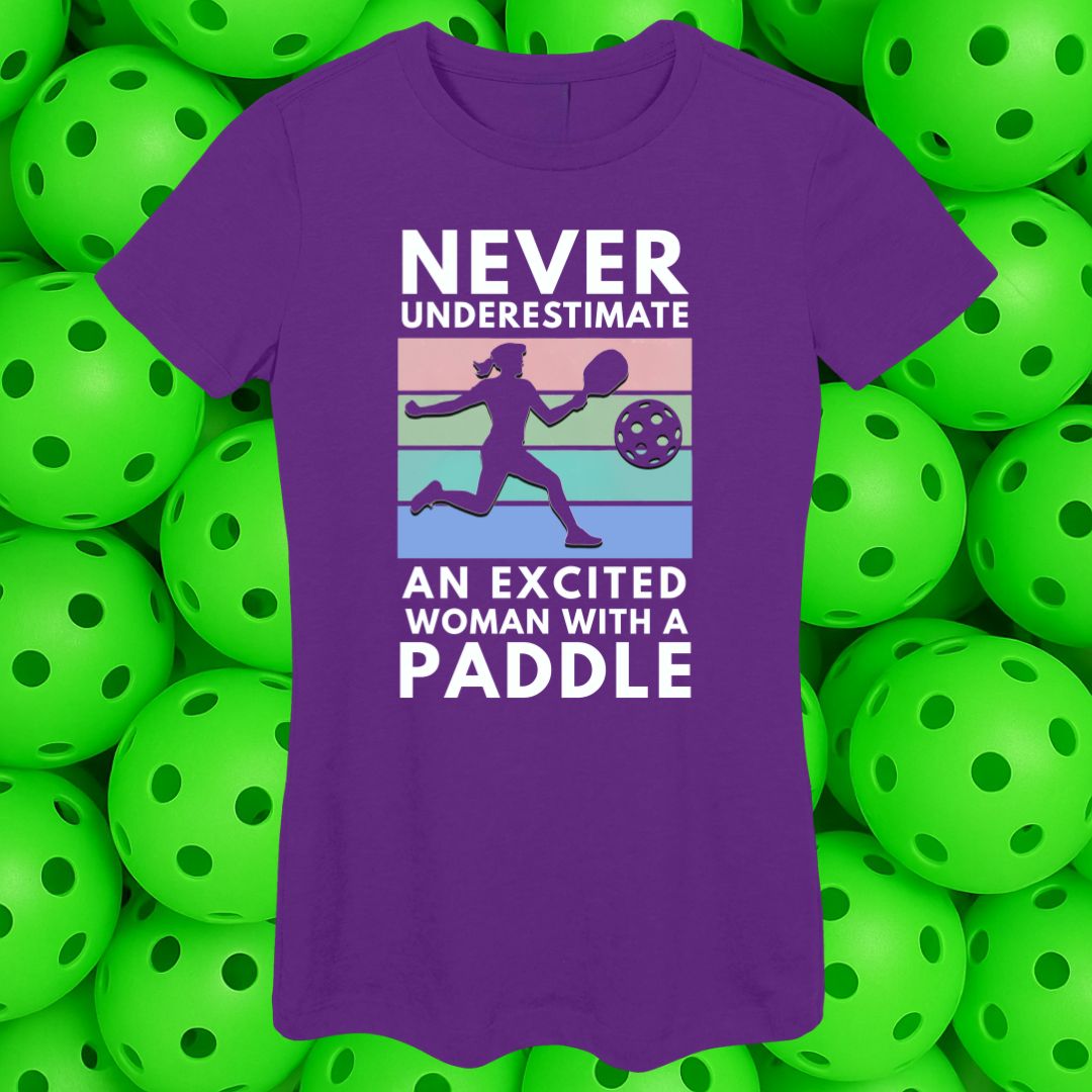 Never Underestimate an Excited Woman with a Paddle Women's fit Softstyle Tee -