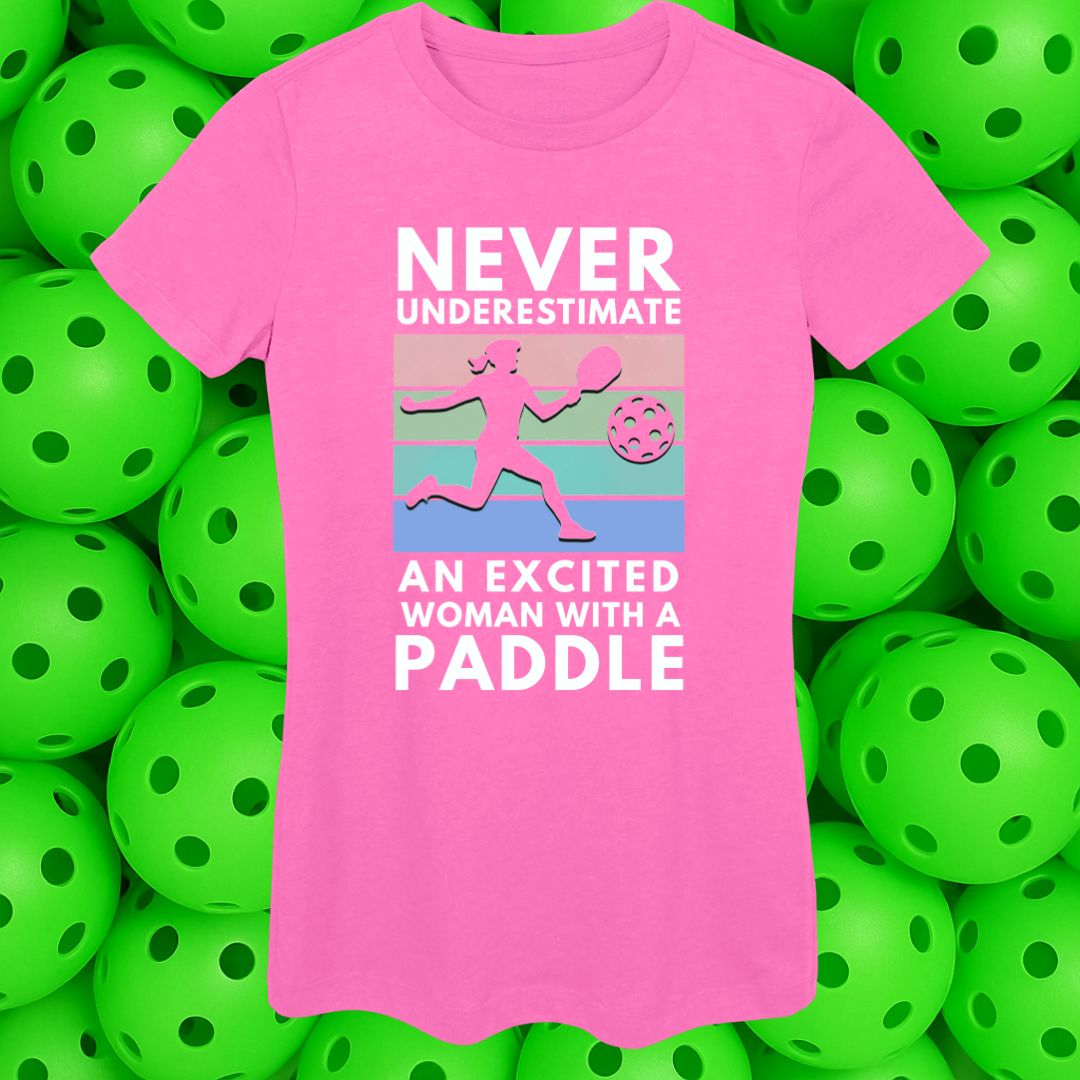Never Underestimate an Excited Woman with a Paddle Women's fit Softstyle Tee -