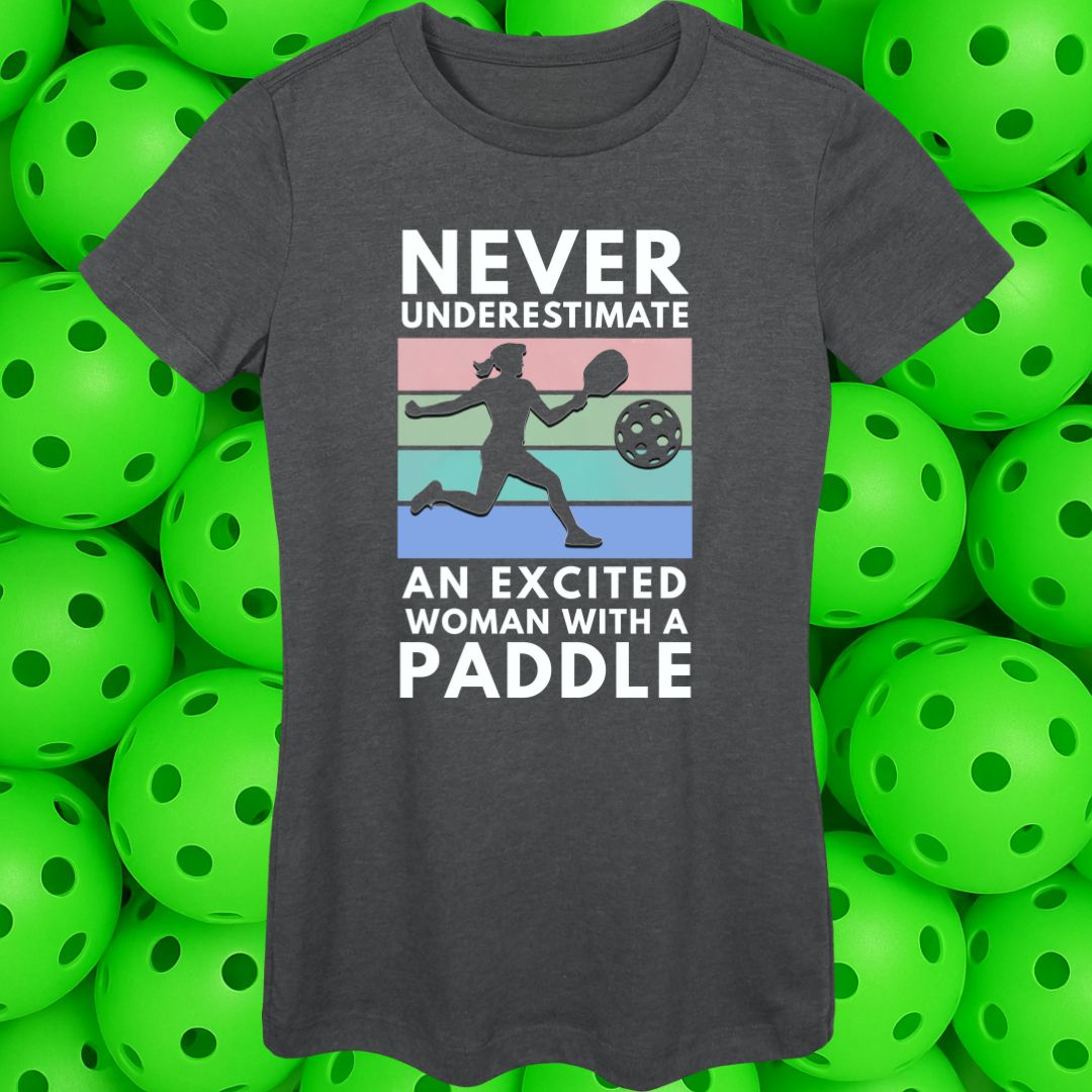 Never Underestimate an Excited Woman with a Paddle Women's fit Softstyle Tee -