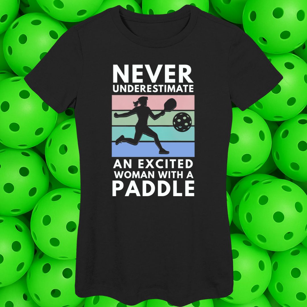 Never Underestimate an Excited Woman with a Paddle Women's fit Softstyle Tee -