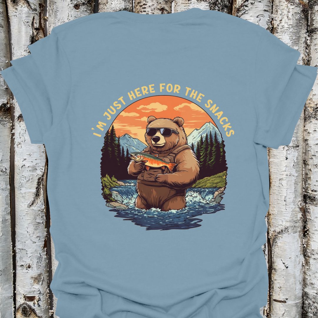 Just Here for the Snacks Fishing Bear tee
