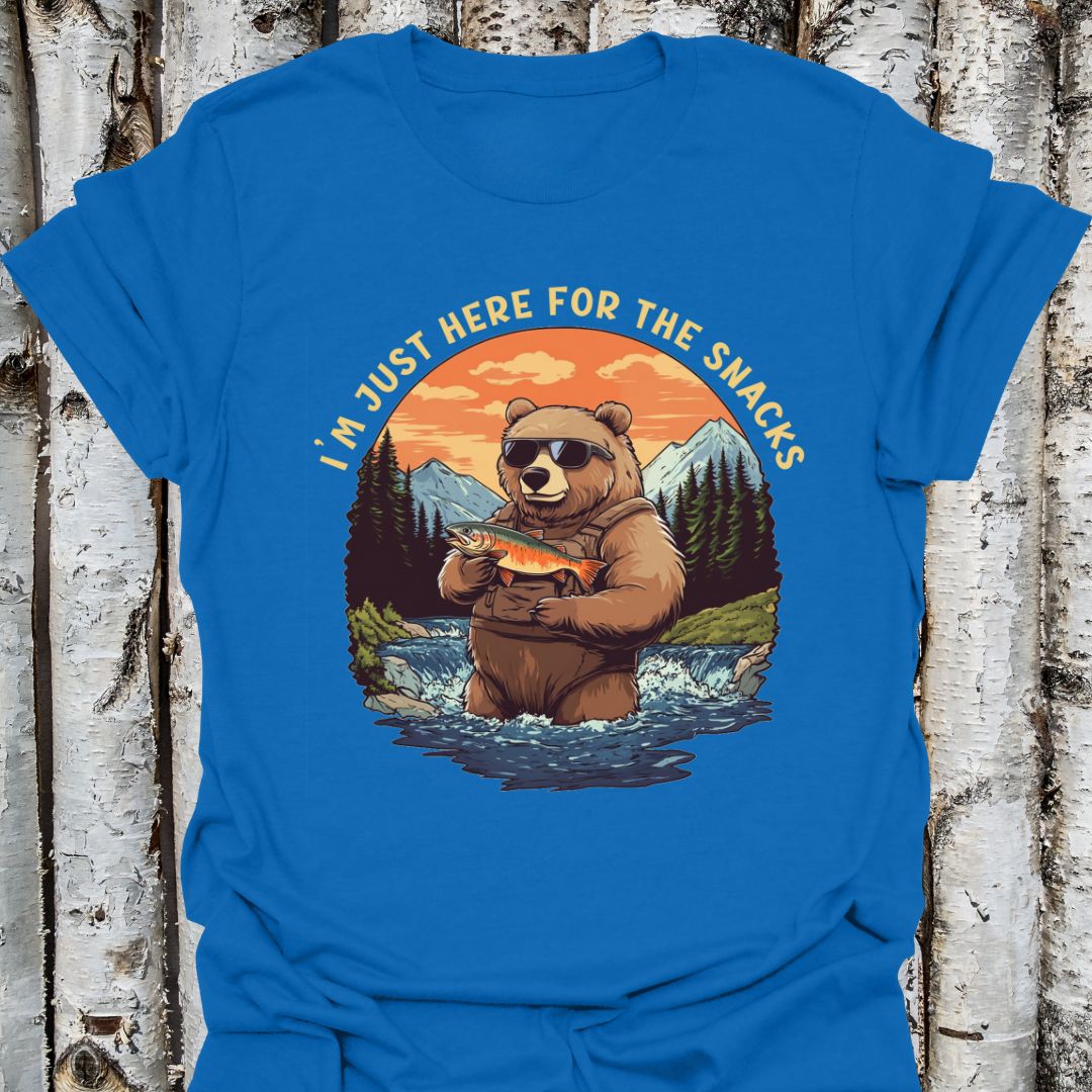 Just Here for the Snacks Fishing Bear tee