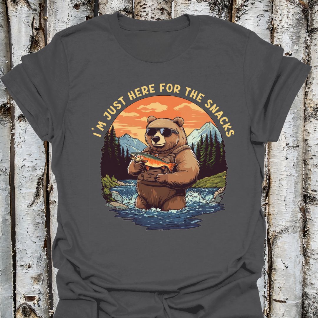 Just Here for the Snacks Fishing Bear tee
