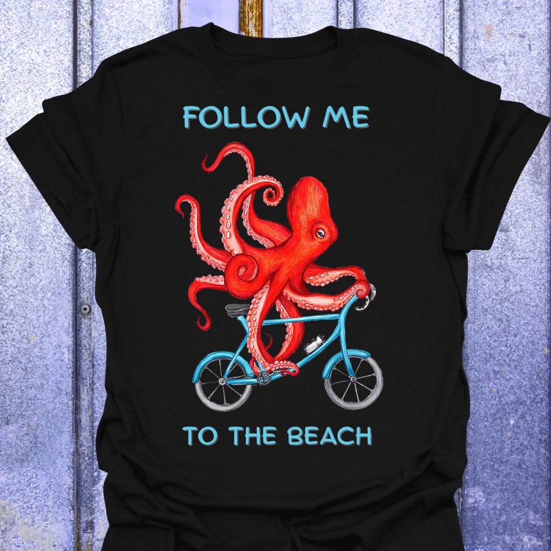 Back Print Follow Me to the Beach Octopus Tee