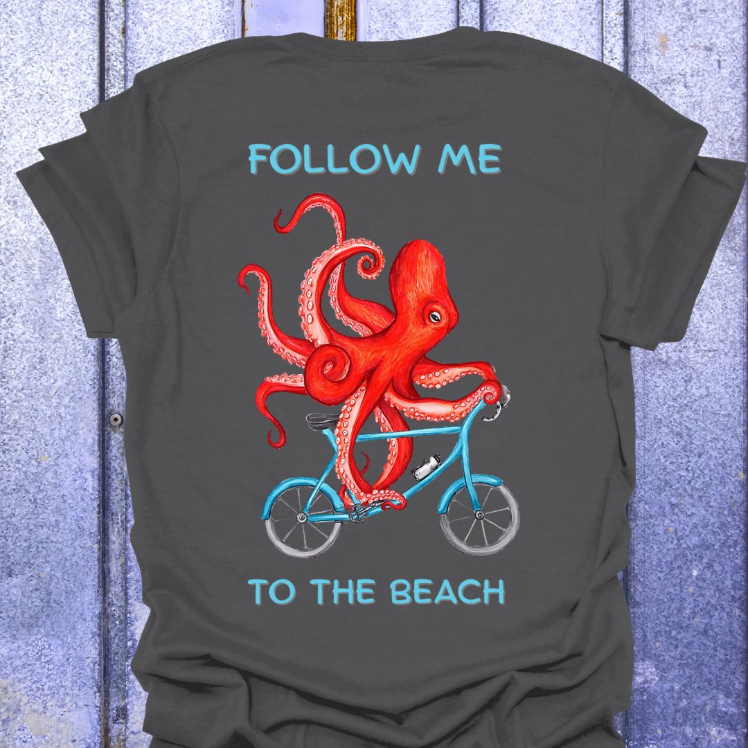 Back Print Follow Me to the Beach Octopus Tee