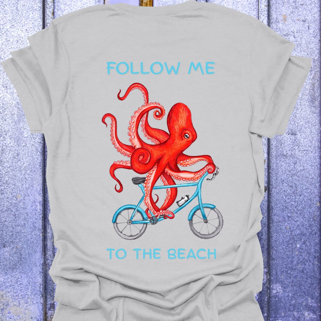 Back Print Follow Me to the Beach Octopus Tee