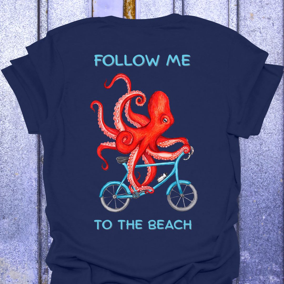 Back Print Follow Me to the Beach Octopus Tee