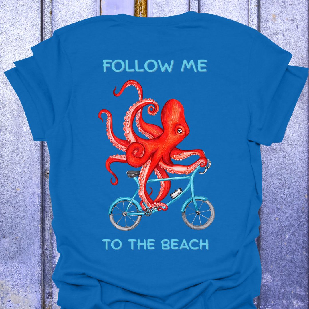 Back Print Follow Me to the Beach Octopus Tee