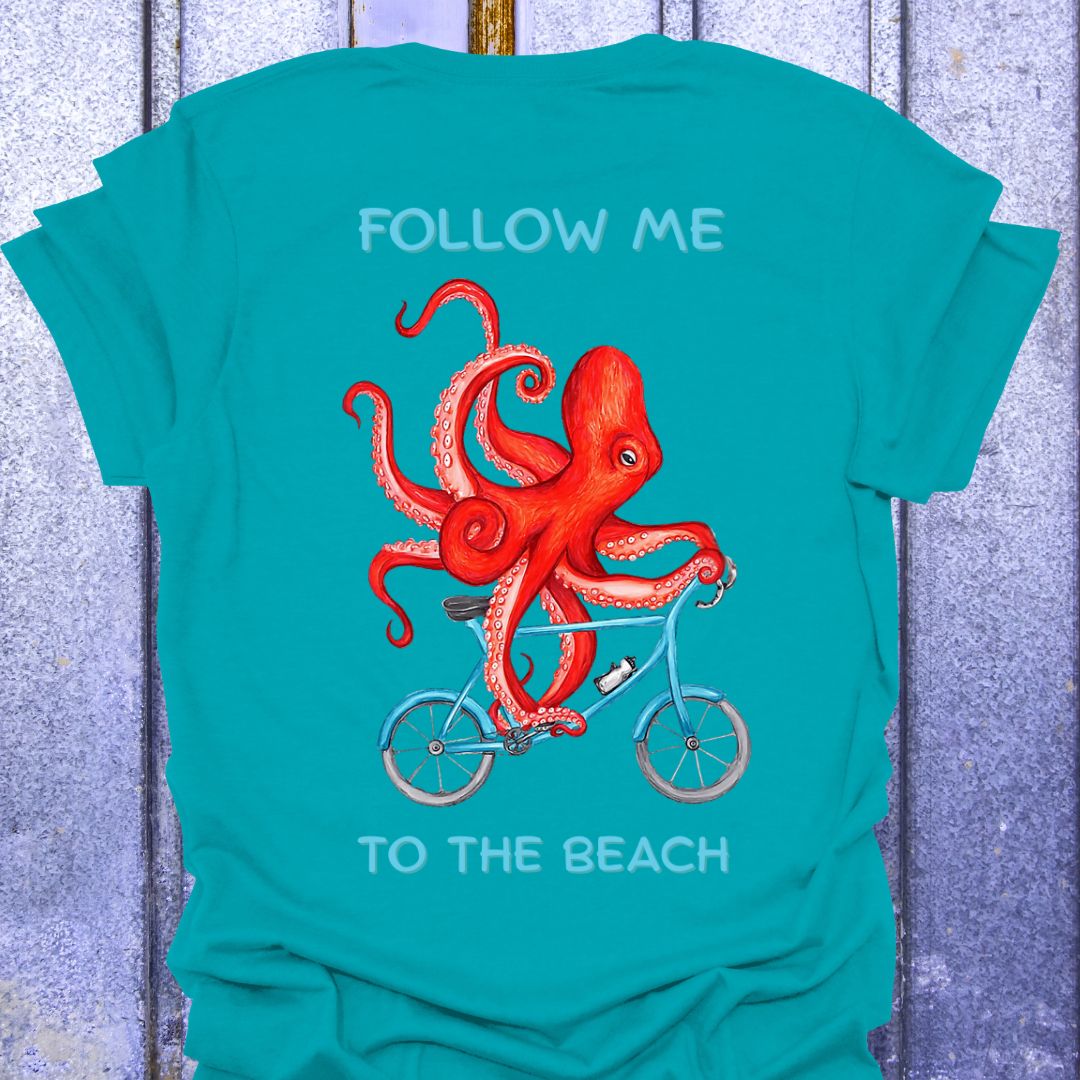 Back Print Follow Me to the Beach Octopus Tee