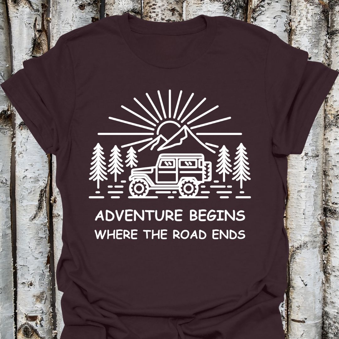 Adventure Begins Jeep Road Ends T-Shirt