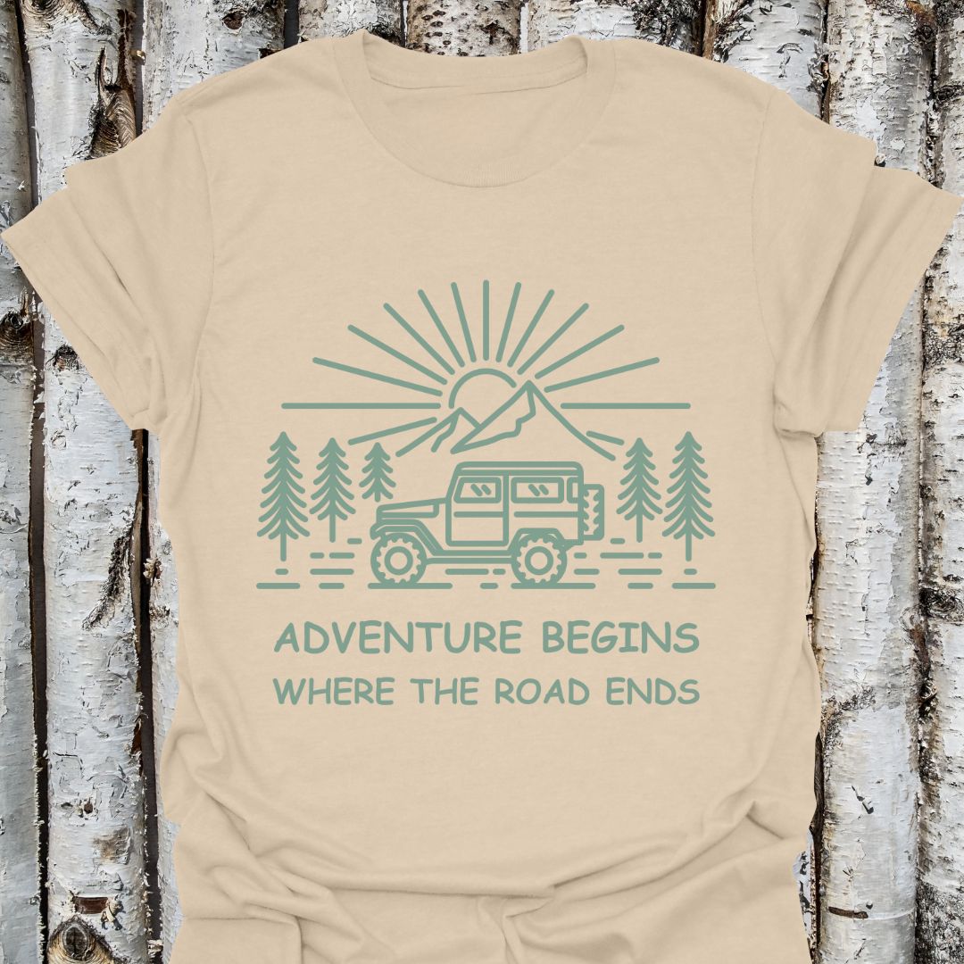 Adventure Begins Jeep Road Ends T-Shirt,