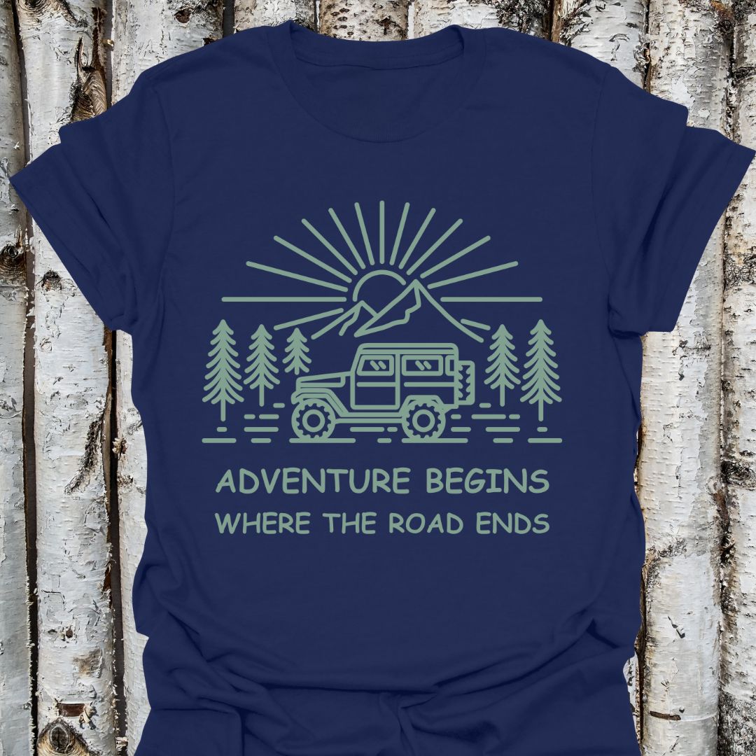 Adventure Begins Jeep Road Ends T-Shirt,