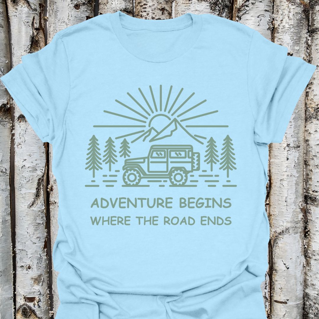 Adventure Begins Jeep Road Ends T-Shirt,