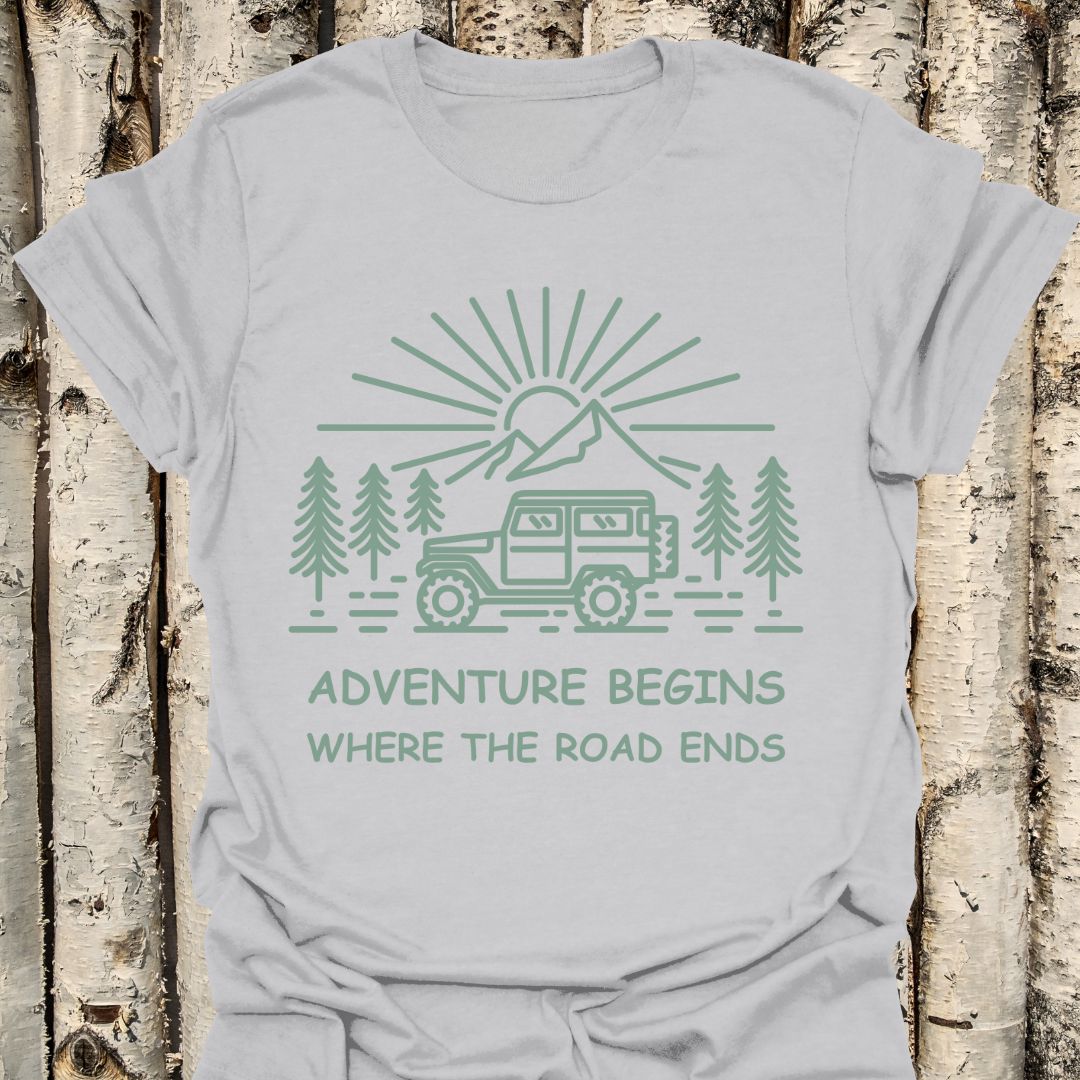 Adventure Begins Jeep Road Ends T-Shirt,
