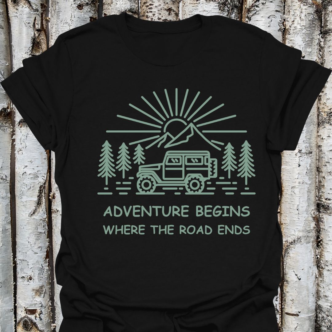 Adventure Begins Jeep Road Ends T-Shirt,