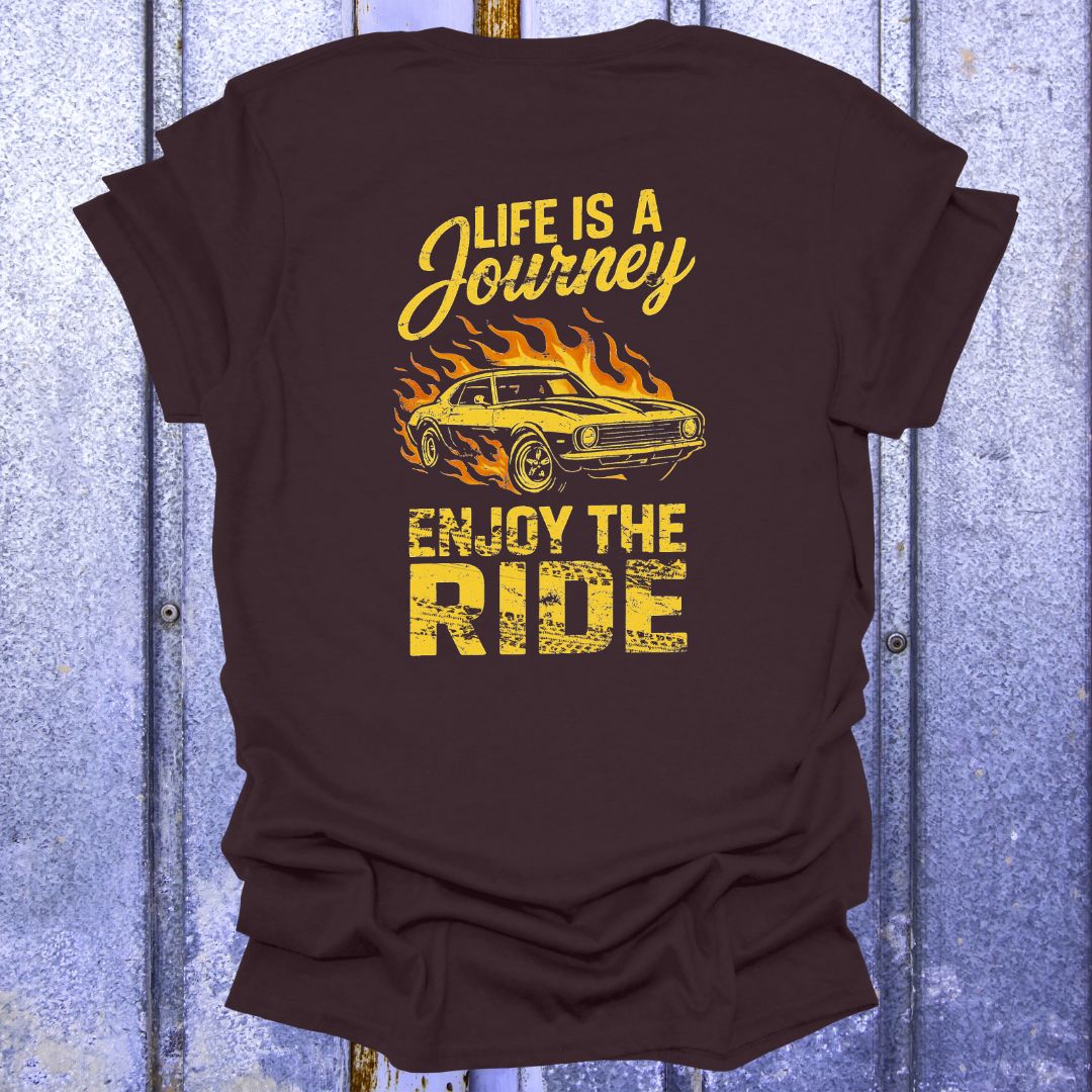 Back Printed Life is a Journey, Enjoy the Ride-Vintage Camaro Nostalgia Tee