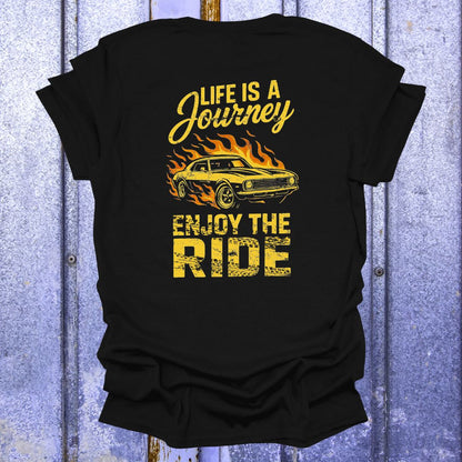 Back Printed Life is a Journey, Enjoy the Ride-Vintage Camaro Nostalgia Tee
