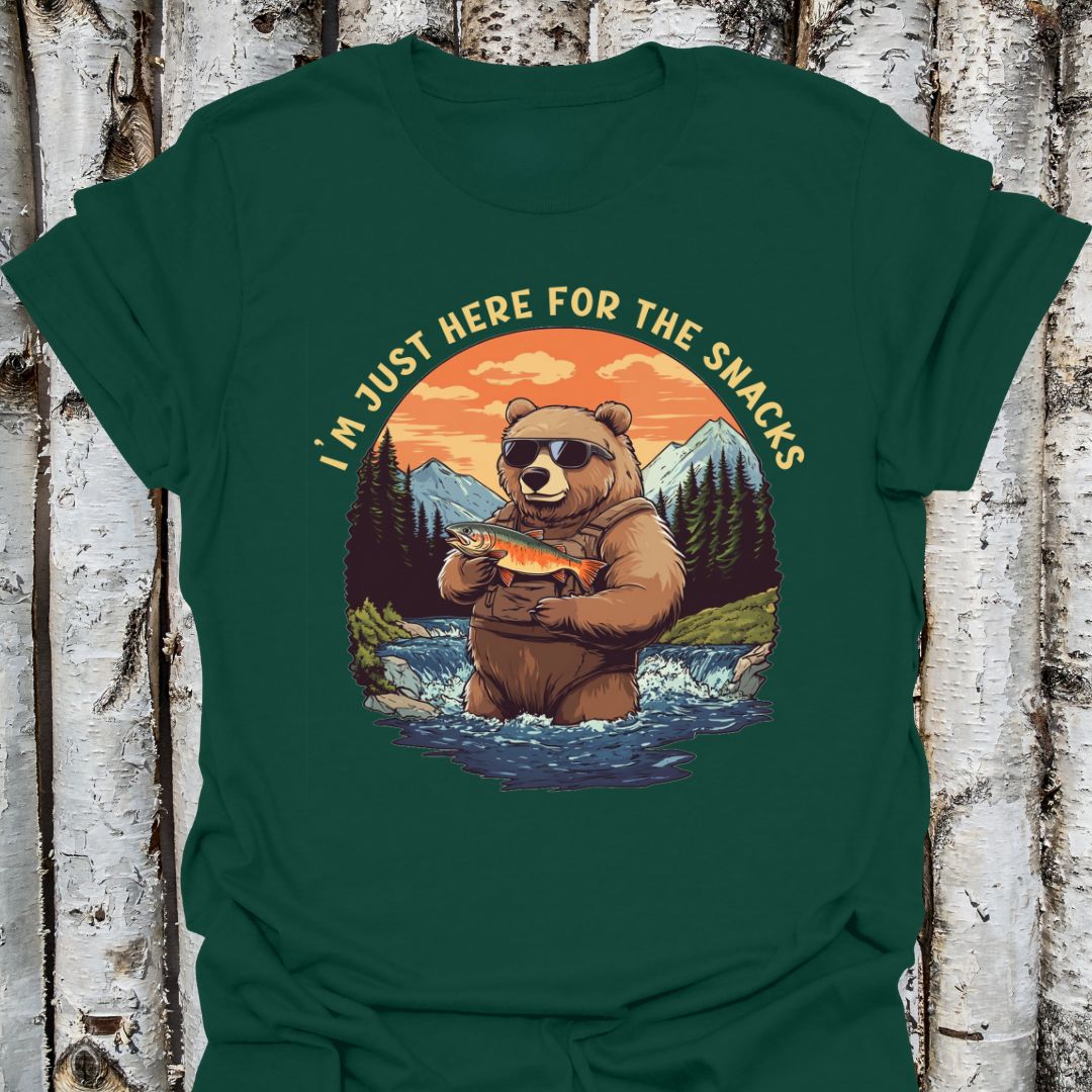 Just Here for the Snacks Fishing Bear tee