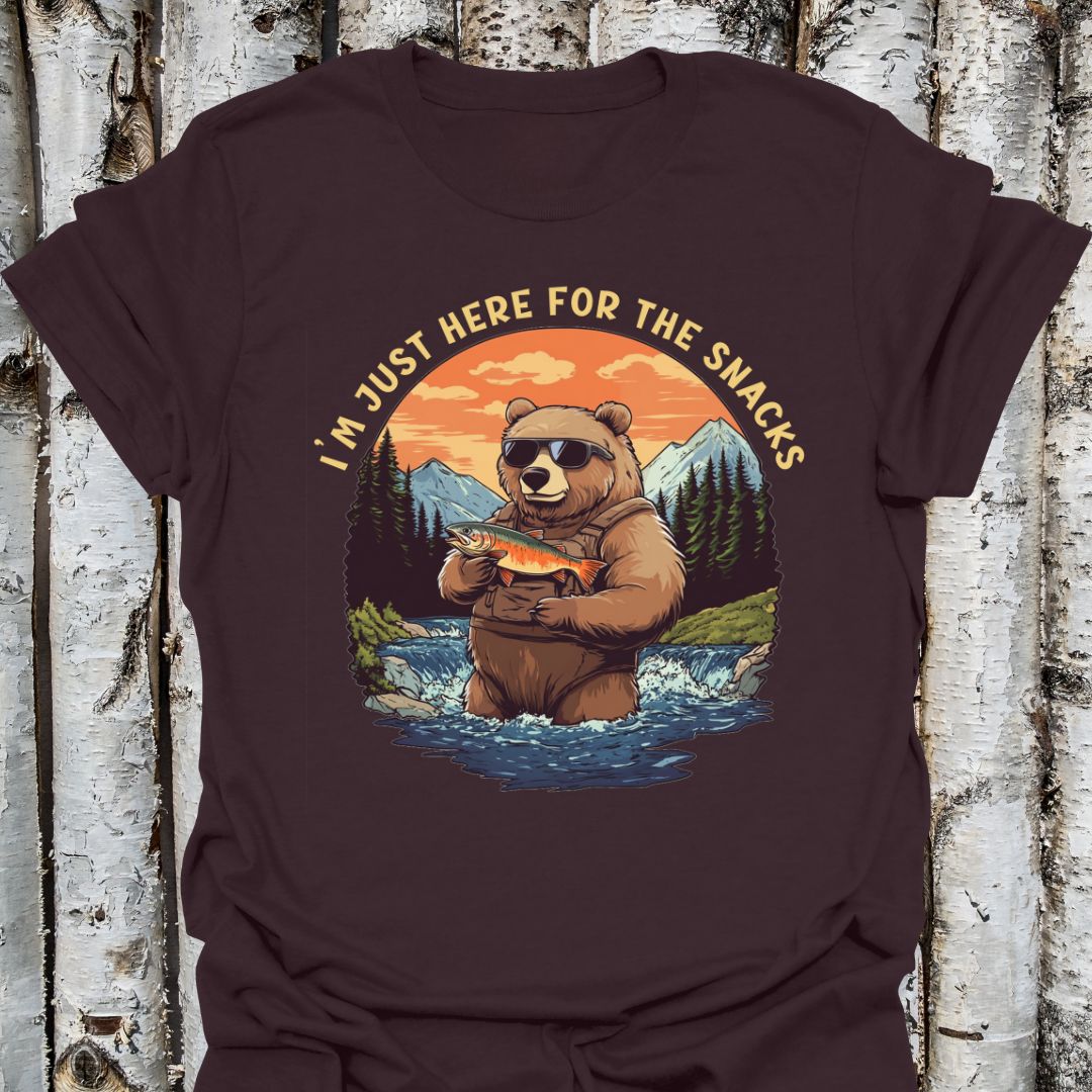 Just Here for the Snacks Fishing Bear tee
