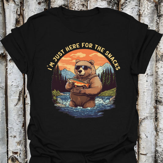 Just Here for the Snacks Fishing Bear tee