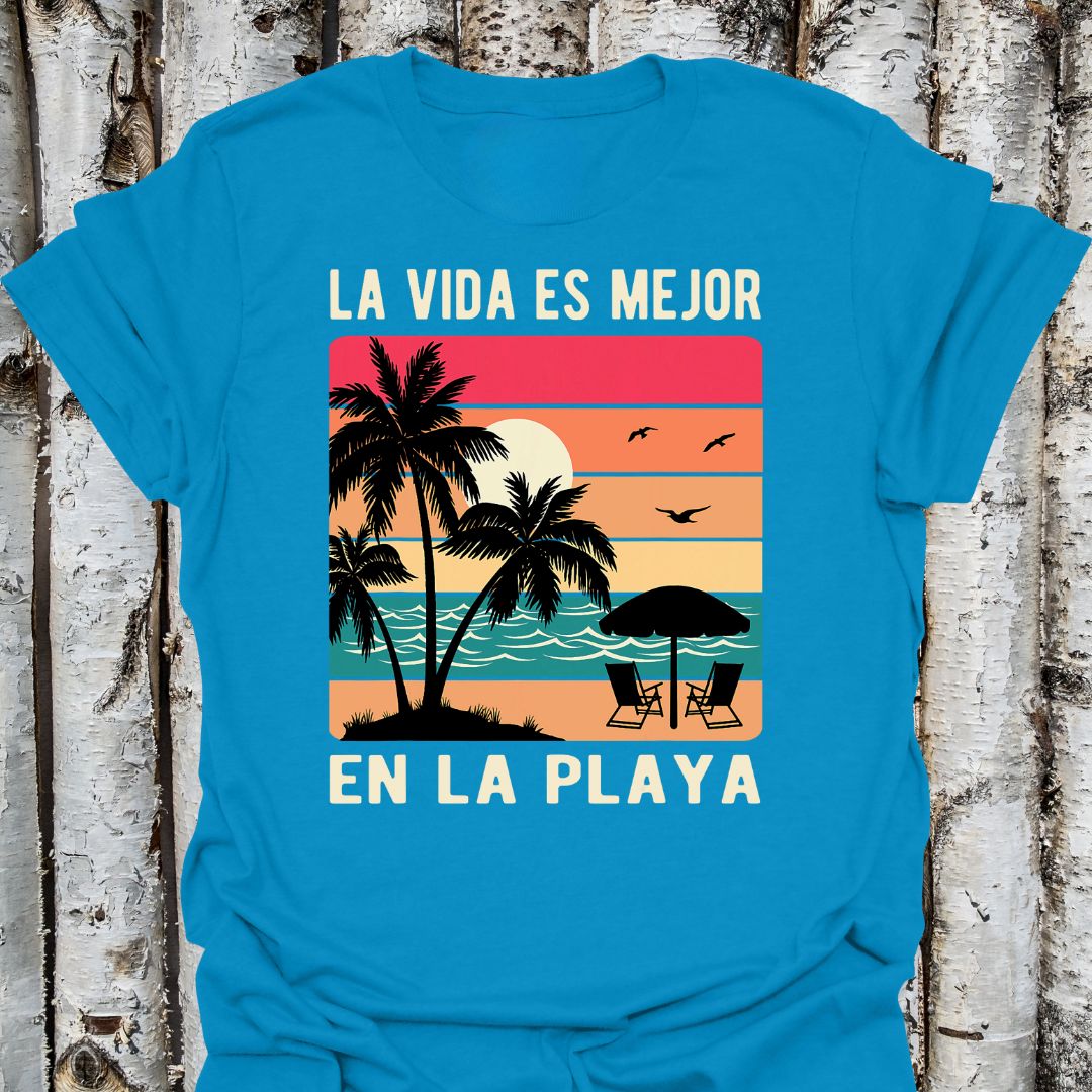 La Vida es Mejor-Life is Better Spanish Sunset Tee