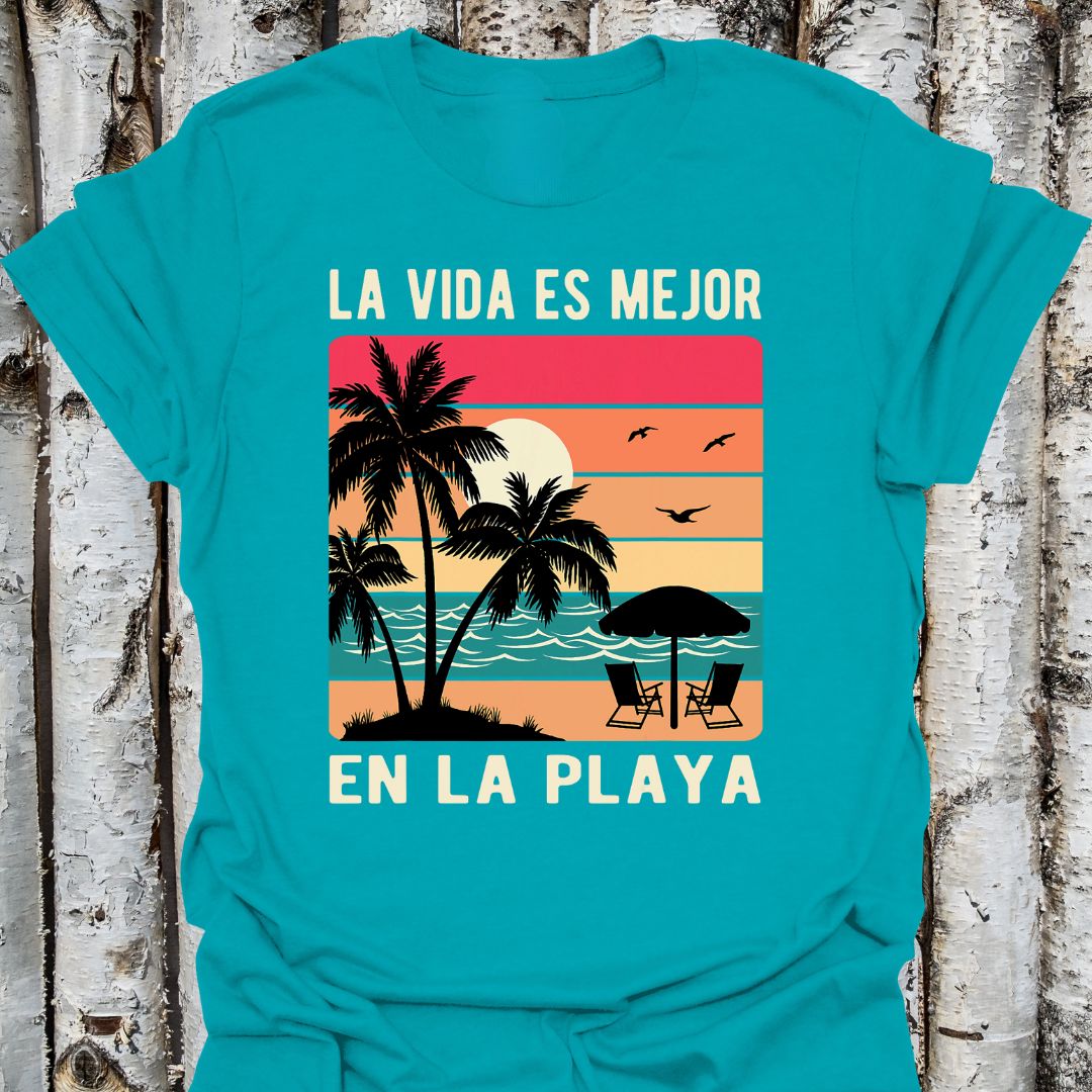 La Vida es Mejor-Life is Better Spanish Sunset Tee