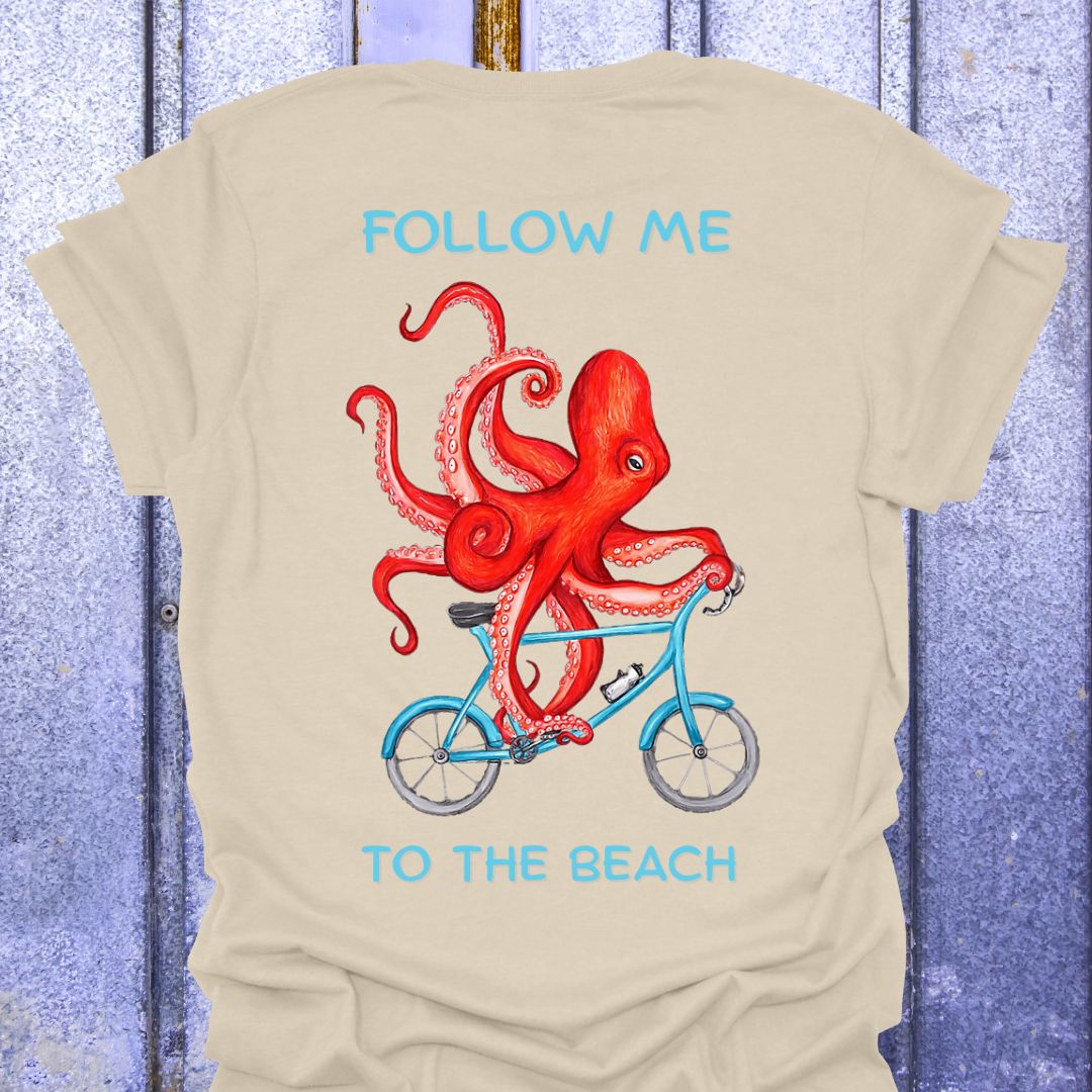 Back Print Follow Me to the Beach Octopus Tee