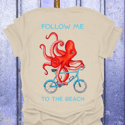 Back Print Follow Me to the Beach Octopus Tee