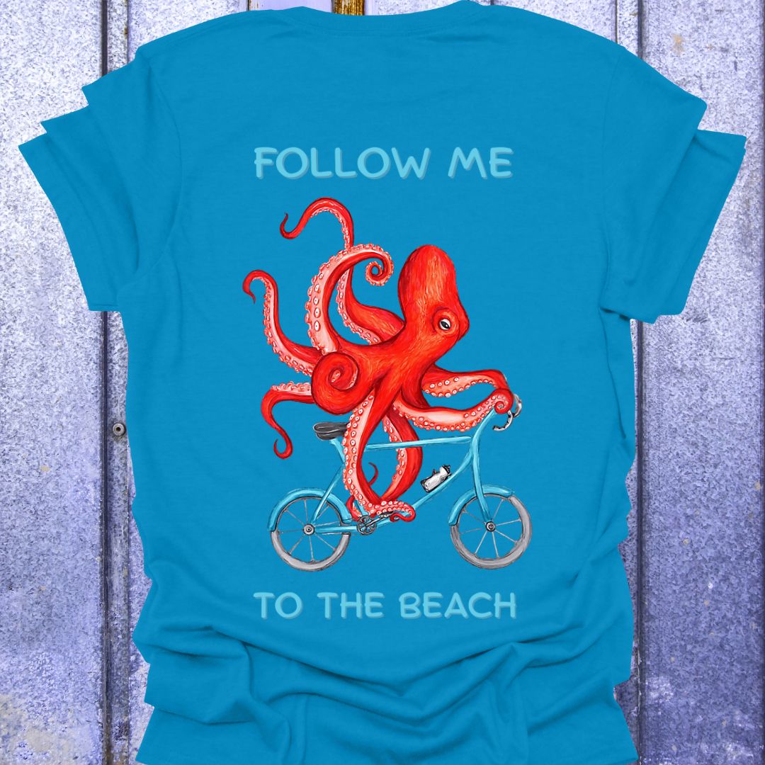 Back Print Follow Me to the Beach Octopus Tee