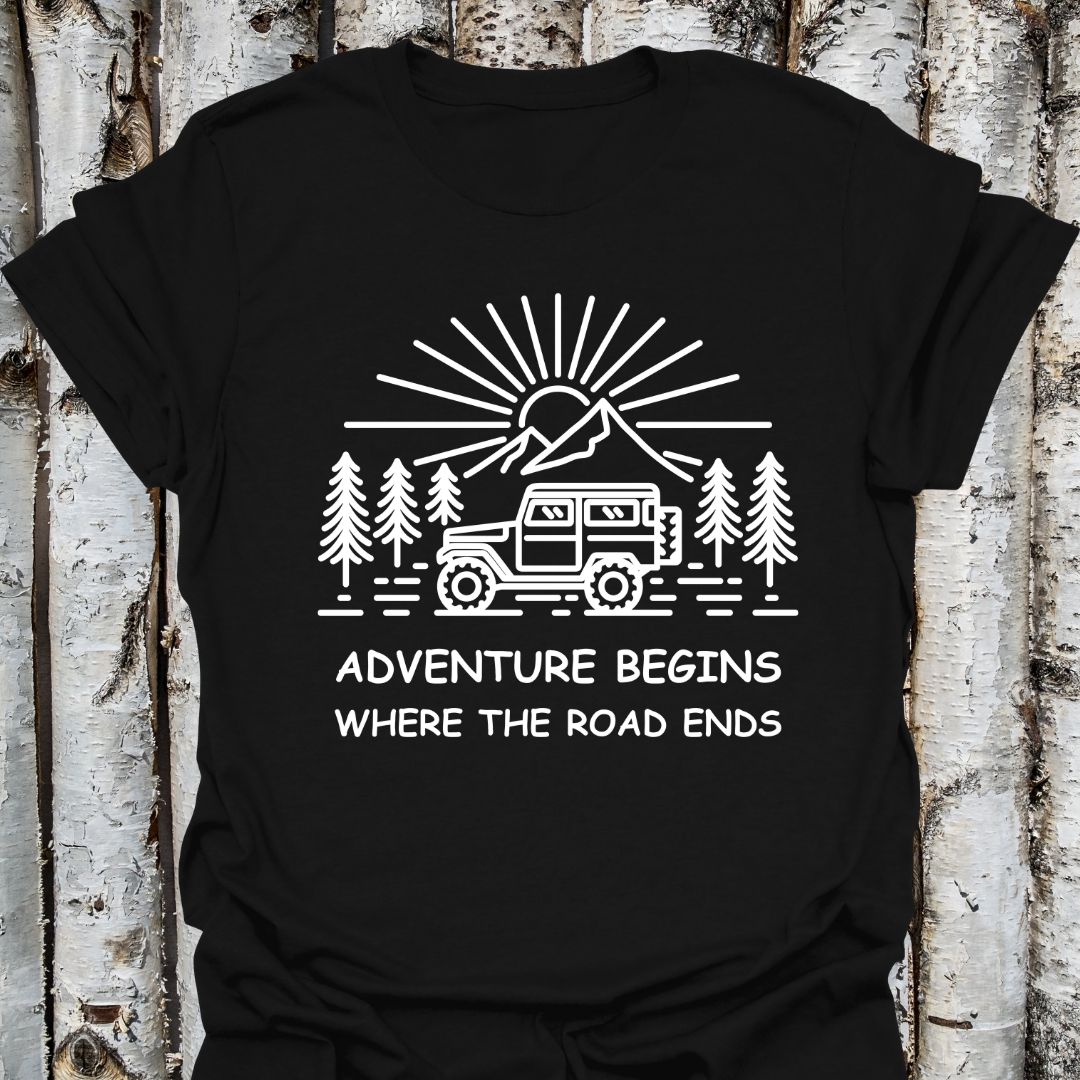 Adventure Begins Jeep Road Ends T-Shirt