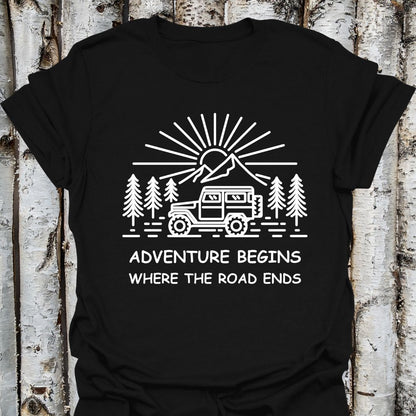 Adventure Begins Jeep Road Ends T-Shirt