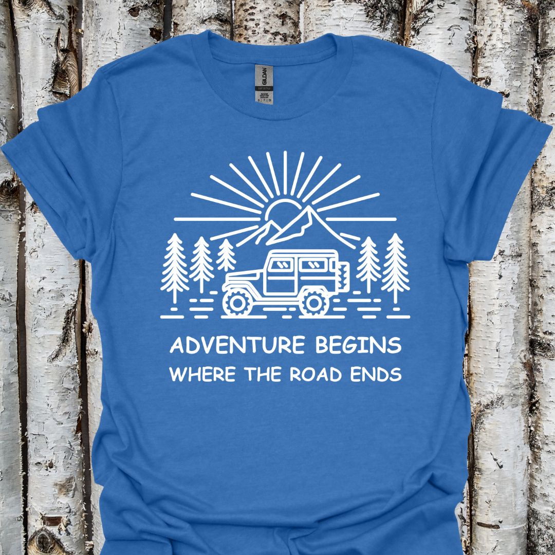 Adventure Begins Jeep Road Ends T-Shirt