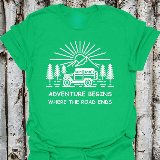 Adventure Begins Jeep Road Ends T-Shirt