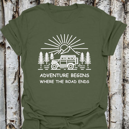 Adventure Begins Jeep Road Ends T-Shirt