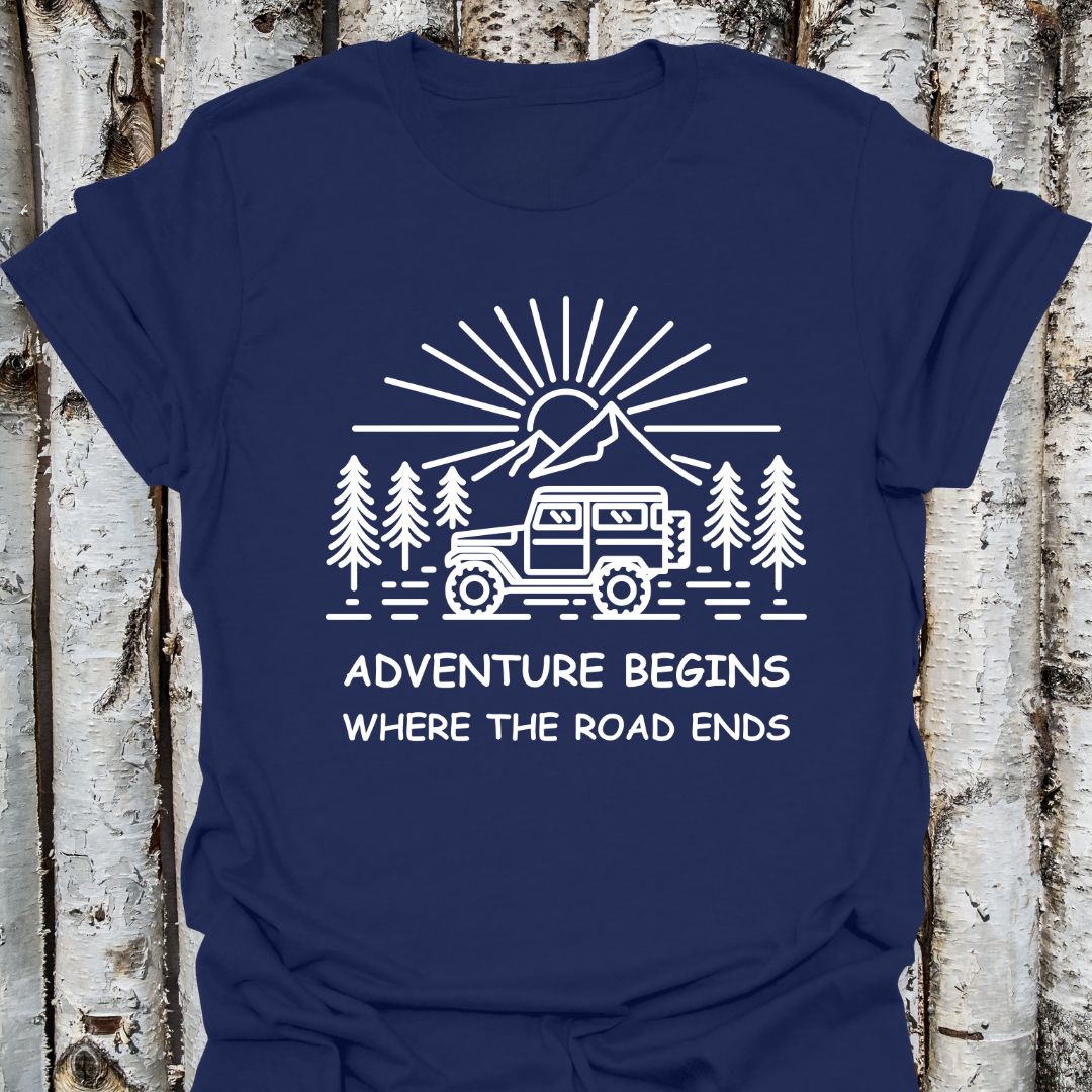 Adventure Begins Jeep Road Ends T-Shirt