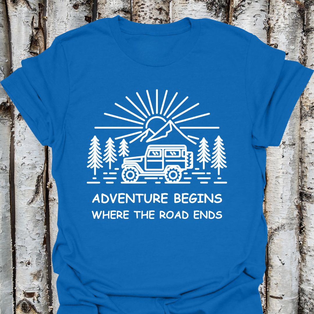 Adventure Begins Jeep Road Ends T-Shirt