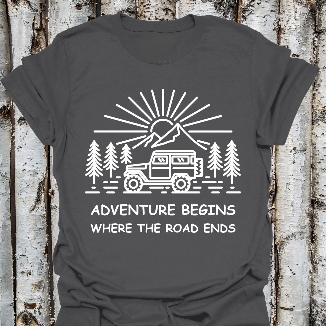 Adventure Begins Jeep Road Ends T-Shirt