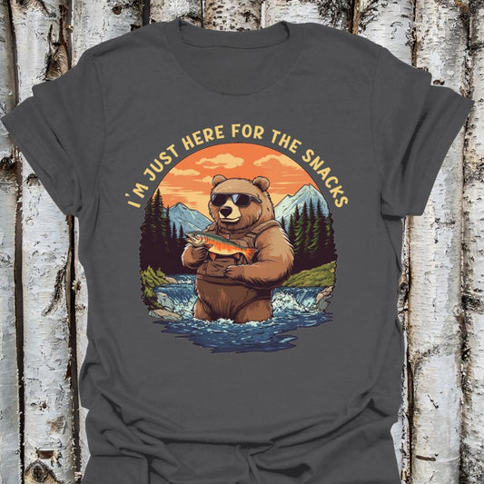 Here for Snacks Fishing Bear Tee