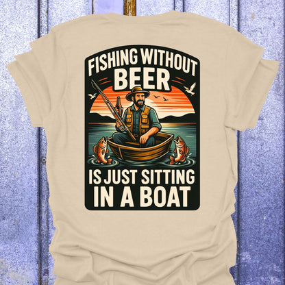Back Printed Fishing Without Beer T-shirt
