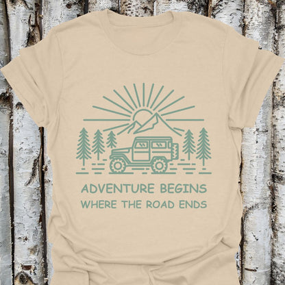 Adventure Begins Jeep Road Ends T-Shirt,