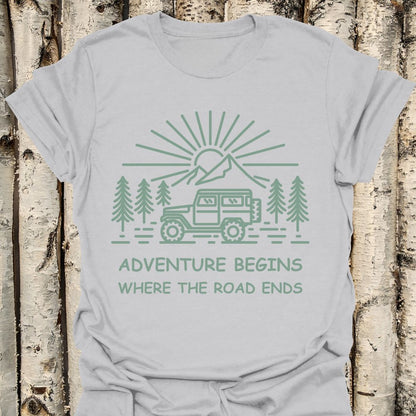 Adventure Begins Jeep Road Ends T-Shirt,