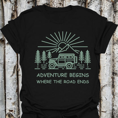 Adventure Begins Jeep Road Ends T-Shirt,
