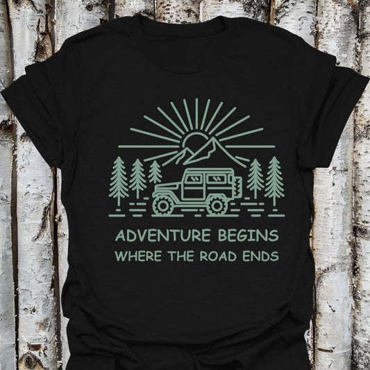 Adventure Begins Jeep Road Ends T-Shirt,